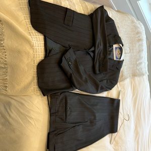 Brown striped Barneys, New York, men’s suit, coat, and pants